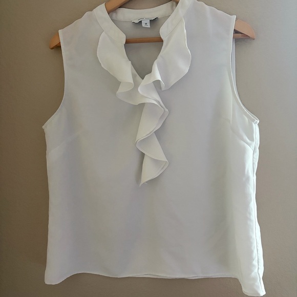 Nine West White Ruffle Sleeveless Blouse - Picture 4 of 7